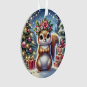 Floral Crown Squirrel & Tree Glow Ornament (Vorderseite)