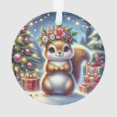 Floral Crown Squirrel & Tree Glow Ornament (Rückseite)