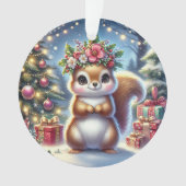 Floral Crown Squirrel & Tree Glow Ornament (Vorderseite)