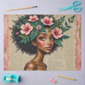 Floral Crown Woman Portrait  Decoupage Seidenpapier (Basteln)