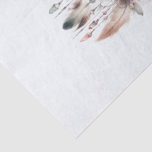 Floral Crystal Feather Dreamcatcher Boho Seidenpapier (Ausschnitt)