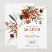 Floral Cumpleaños 30 Años Einladung (Vorne/Hinten)