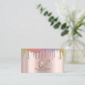Floral Cupcake Rolling Pin Rainbow Drips Bakery Visitenkarte (Stehend Vorderseite)