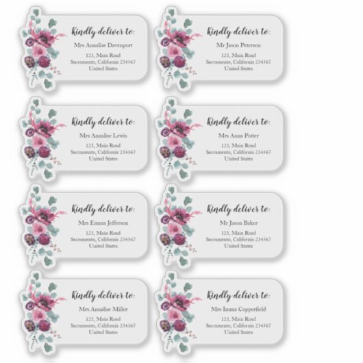 Floral Custom Address-Label Aufkleber (Vorderseite)