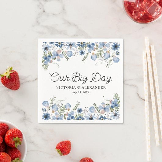 Floral Custom Message Our Big Day Wedding Serviette (Beispiel)