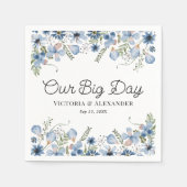 Floral Custom Message Our Big Day Wedding Serviette (Vorderseite)