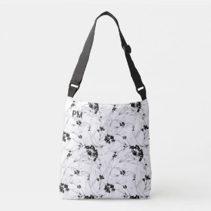 Floral Custom Monogram Tragetaschen Mit Langen Trägern