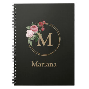 Floral Custom Monogram und Name Journal Notebook Notizblock