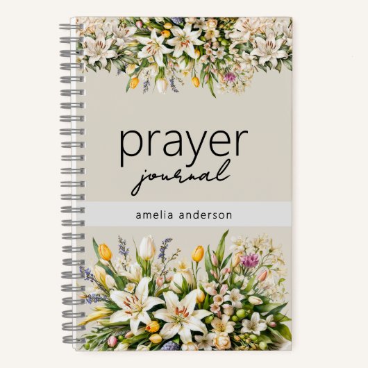 Floral Custom Name Christian Prayer Journal Notizblock (Vorderseite)