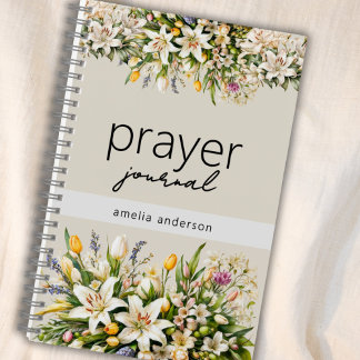 Floral Custom Name Christian Prayer Journal Notizblock