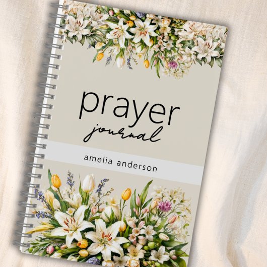 Floral Custom Name Christian Prayer Journal Notizblock