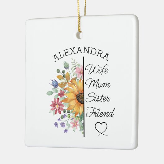 Floral Custom Name & Text Wife Mom Sister Friend Keramikornament (Links)