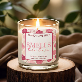 Floral Custom Valentine's Day Candle Label Quadratischer Aufkleber