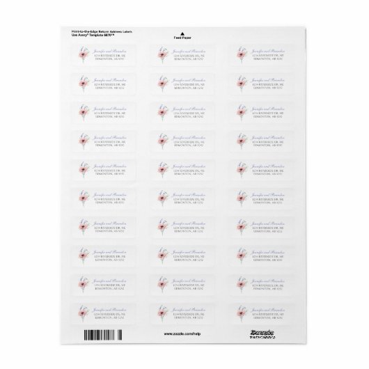 Floral Custom Wedding Return Address Label (Vorne)