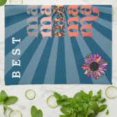 Floral Customize Best Mama Blue Geschirrtuch (Gefaltet)