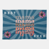 Floral Customize Best Mama Blue Geschirrtuch (Horizontal)