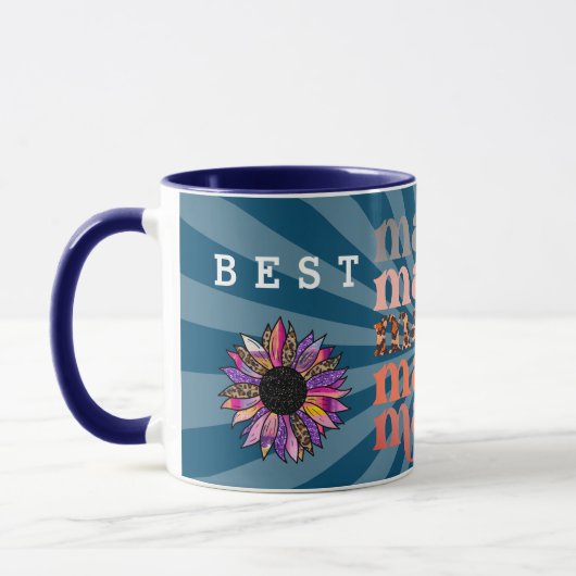 Floral Customize Best Mama Blue Tasse (Links)