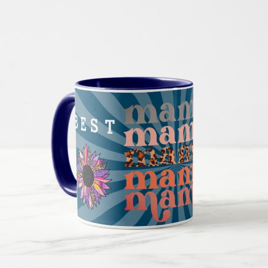 Floral Customize Best Mama Blue Tasse (Vorderseite Links)