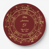Floral Customize Happy Gold 50 Jahre alt Pappteller (Vorderseite)