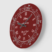 Floral Customize Happy Silver 25 Jahre Jubiläum Große Wanduhr (Winkel)