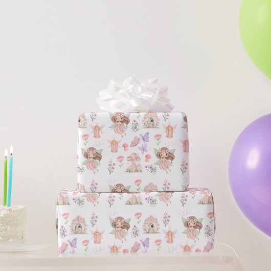 Floral Cute Fairy Birthday Party Wrapping Paper Geschenkpapier (Partygeschenke)