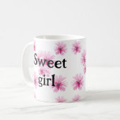 Floral cute pink rabbit easter kaffeetasse (Vorderseite Links)