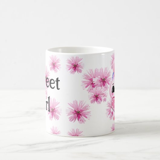 Floral cute pink rabbit easter kaffeetasse (Mittel)
