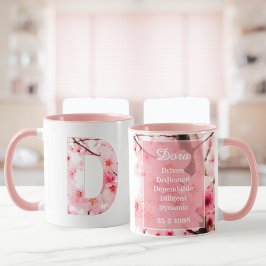 Floral D Initial Mug | Personalized Name & Traits Tasse