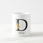 Floral-D-Monogramm-Tasse mit bearbeitbarem Namen Kaffeetasse (Mittel)
