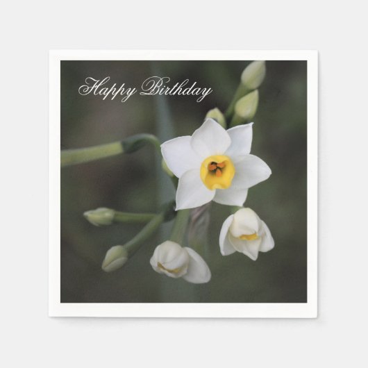 Floral Daffodil Geburtstag Serviette (Vorderseite)