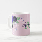 Floral Dahlia Bloom Bouquet Custom Monogram Name Kaffeetasse (Vorderseite Links)