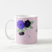 Floral Dahlia Bloom Bouquet Custom Monogram Name Kaffeetasse (Links)