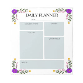 Floral Daily Planner Notepad Notizblock