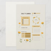Floral Daily Planner with Sunflowers & Daisies Briefpapier (Vorne/Hinten)