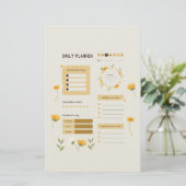 Floral Daily Planner with Sunflowers & Daisies Briefpapier (Stehend Vorderseite)