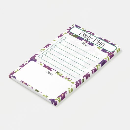 Floral Daily Planning Checklist Notepad Post-it Klebezettel (angewinkelt)