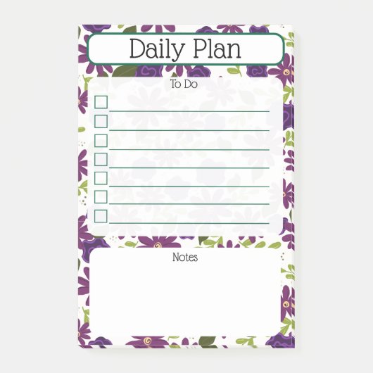 Floral Daily Planning Checklist Notepad Post-it Klebezettel (Vorderseite)