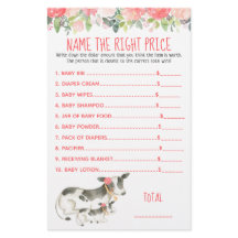 Floral Dairy Cow Farm Name the Price Shower Game