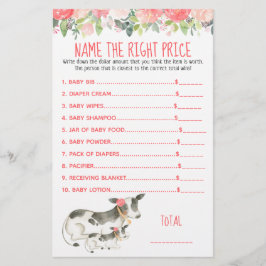Floral Dairy Cow Farm Name the Price Shower Game