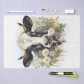 Floral Dairy Cow Holstein Friesian Watercolor Seidenpapier (Handwerk)