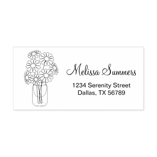 Floral Daisies Mason Jar Adresse Gummistempel (Prägung)