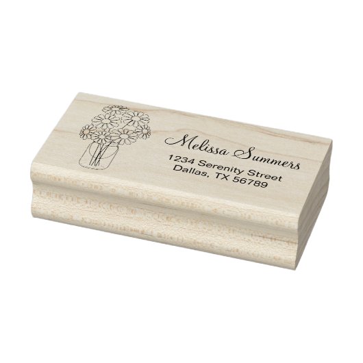 Floral Daisies Mason Jar Adresse Gummistempel (Stempel)