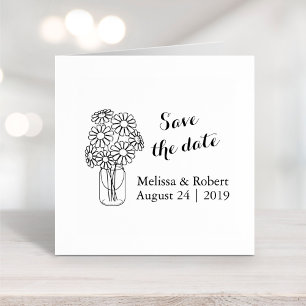 Floral Daisies Mason Jar Save the Date Wedding Permastempel