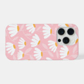 Floral Daisies Pattern Pink & White iPhone Hülle (Rückseite (Horizontal))