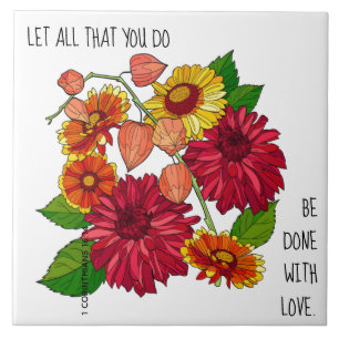 Floral (Daisies), w Vers von 1 Korinthians 16:14 Fliese