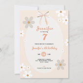 Floral Daisy 7th Birthday Invitation for Girls Einladung (Vorderseite)