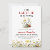 Floral Daisy A Little Ladybug Baby Shower Einladung (Vorderseite)