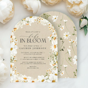 Floral Daisy Baby in Bloom Kraft Papierdusche Einladung