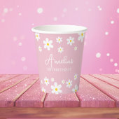 Floral Daisy Birthday Pink Paper Cup Pappbecher