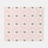 Floral daisy boho retro pink Mädchen gelb niedlich Fleecedecke (Vorderseite (Horizontal))